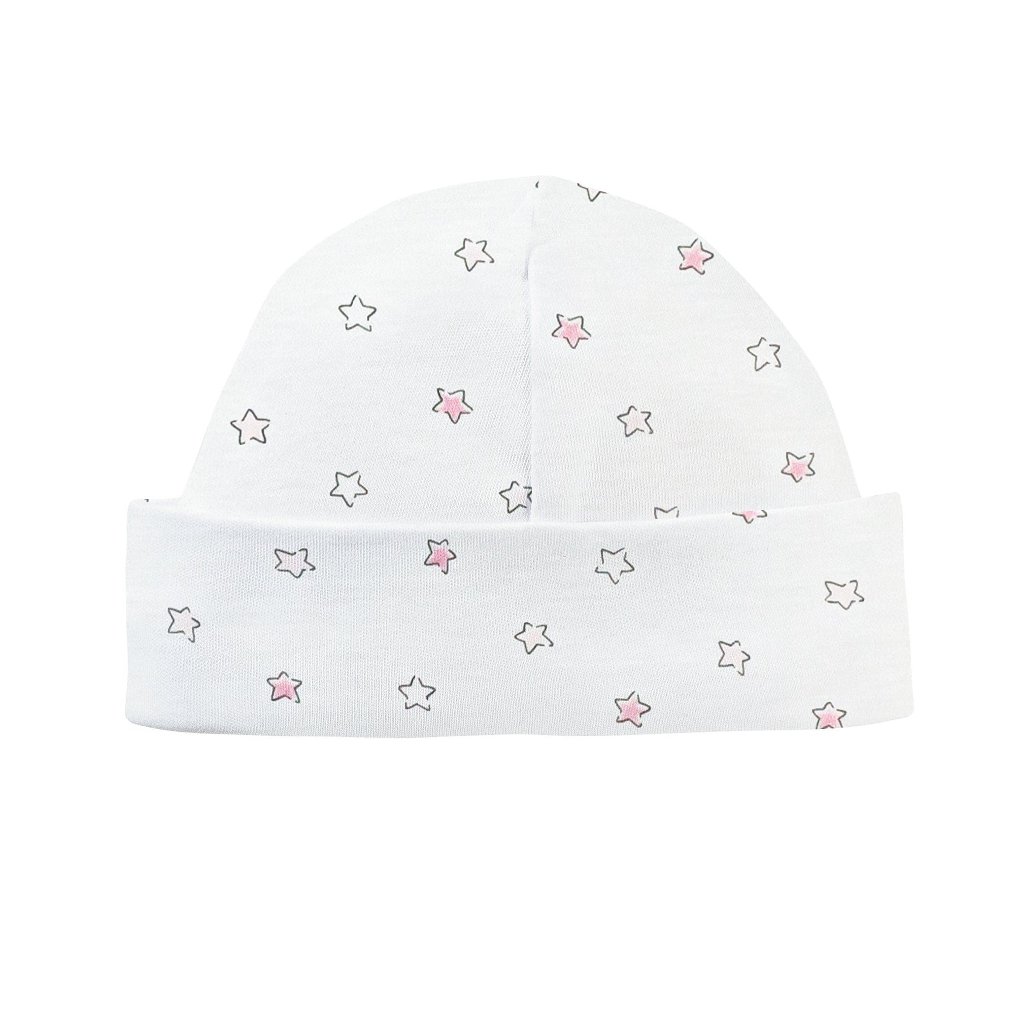 Pink Little Stars Printed Round Hat
