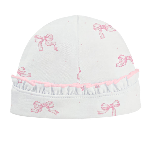 Pretty Bows Pink Printed Hat With Ruffle