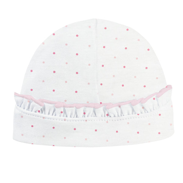 Pink Dots Hat with Ruffle