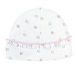 Pink Little Stars Hat with Ruffle