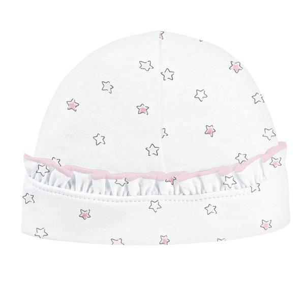 Pink Little Stars Hat with Ruffle