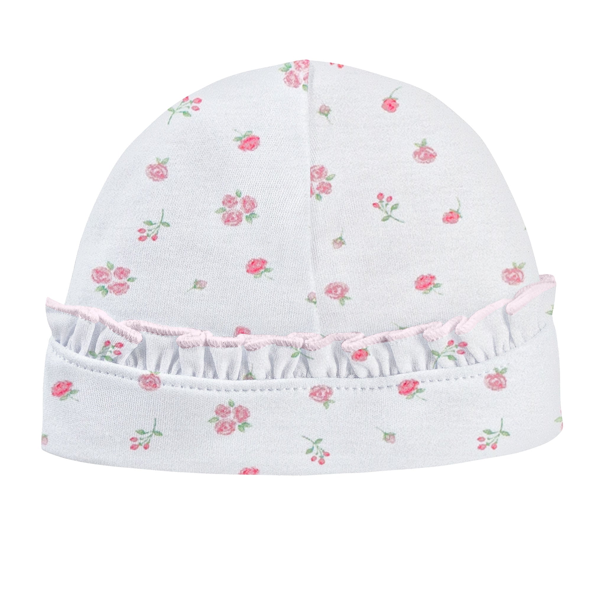 Tiny Rosebud Printed Hat w/Ruffle