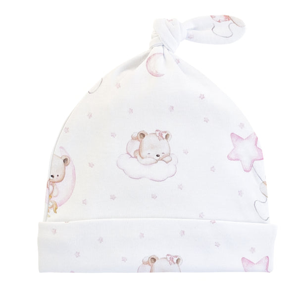 Sleep Tight Bear Hat with Knot, Pink