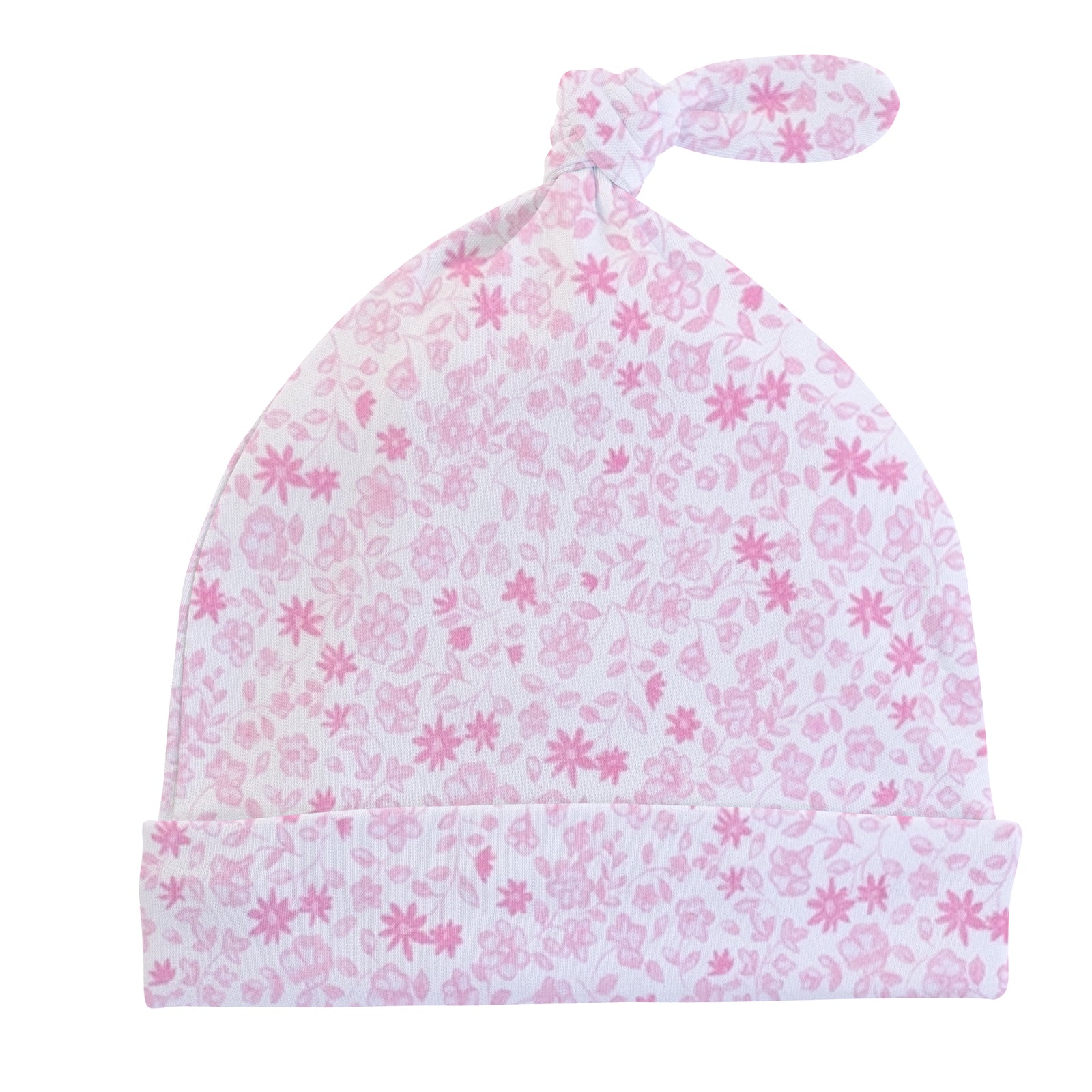 Tiny Flowers, Printed Hat With Knot, Pink