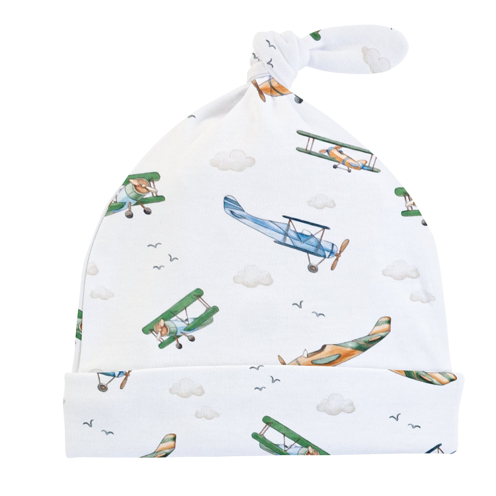 Airplanes Printed Hat With Knot
