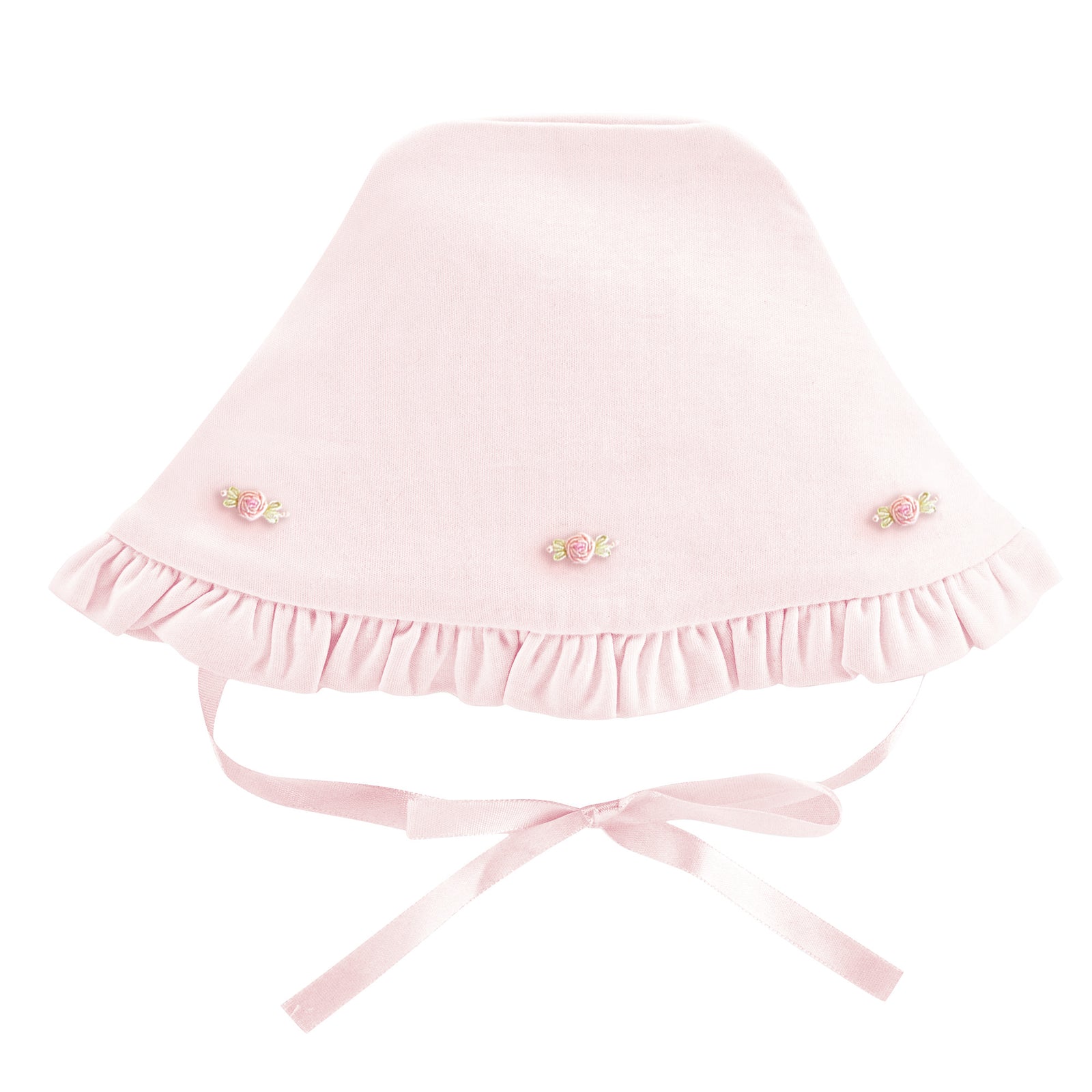 Baby Club Chic Sweet Roses Ruffled Bonnet with Embroidery