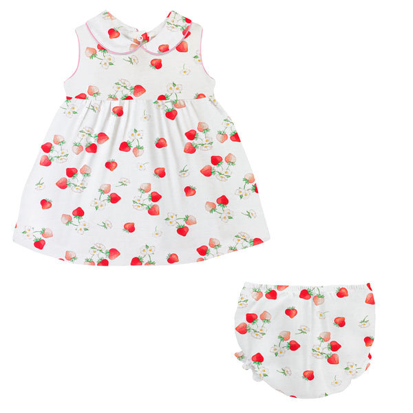 Juicy Strawberries, Dress Set with Round Collar
