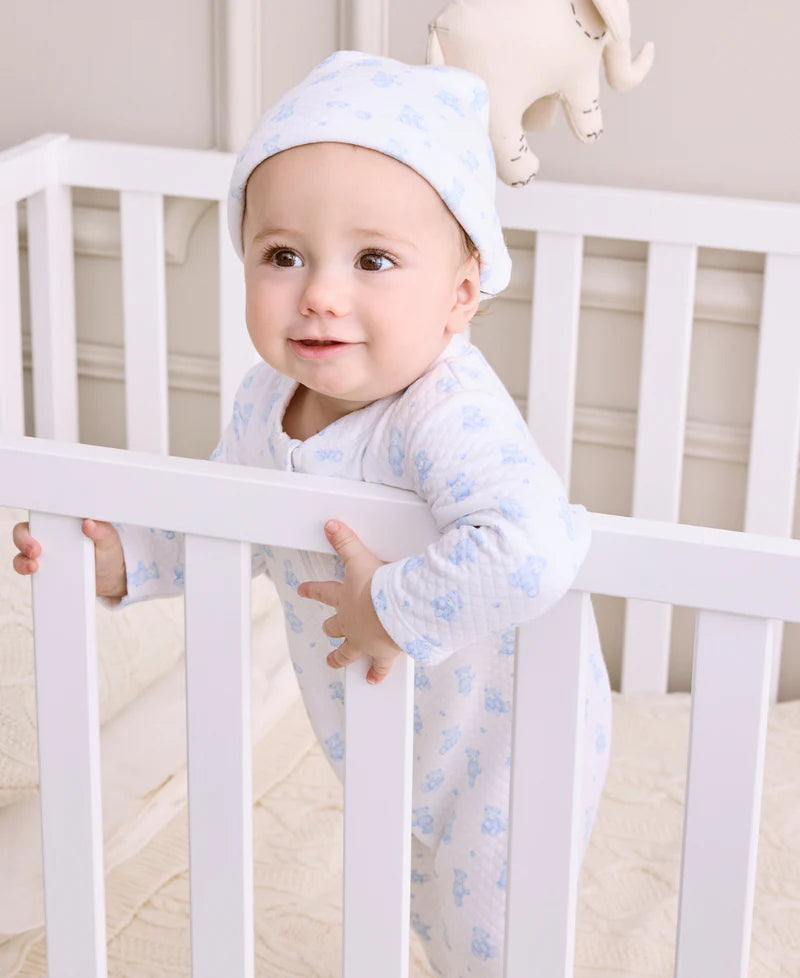 Teddy Bear Time Blue Jacquard Hat