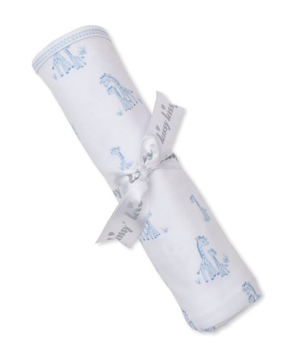 Giraffe Grace Blue Blanket