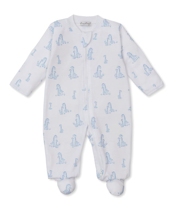 Giraffe Grace Blue Zip Footie