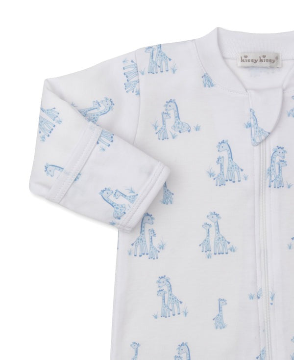 Giraffe Grace Blue Zip Footie