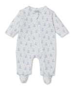 Teddy Bear Time Blue Jacquard Zip Footie