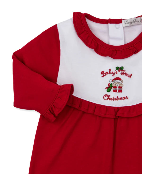 Kissy Kissy Baby's First Christmas Ruffle Playsuit
