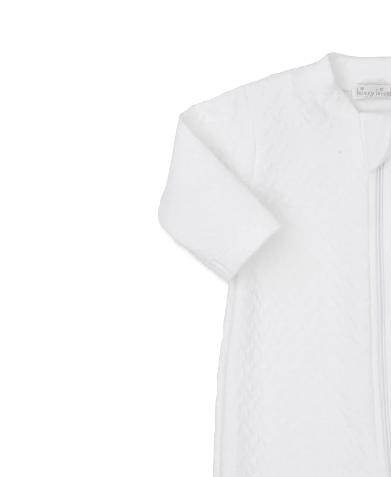 Classic Jacquards White Zip Footie