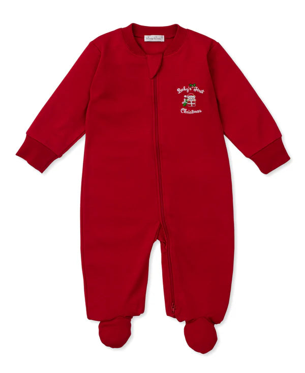 Kissy Kissy Baby's First Christmas Red Zip Footie
