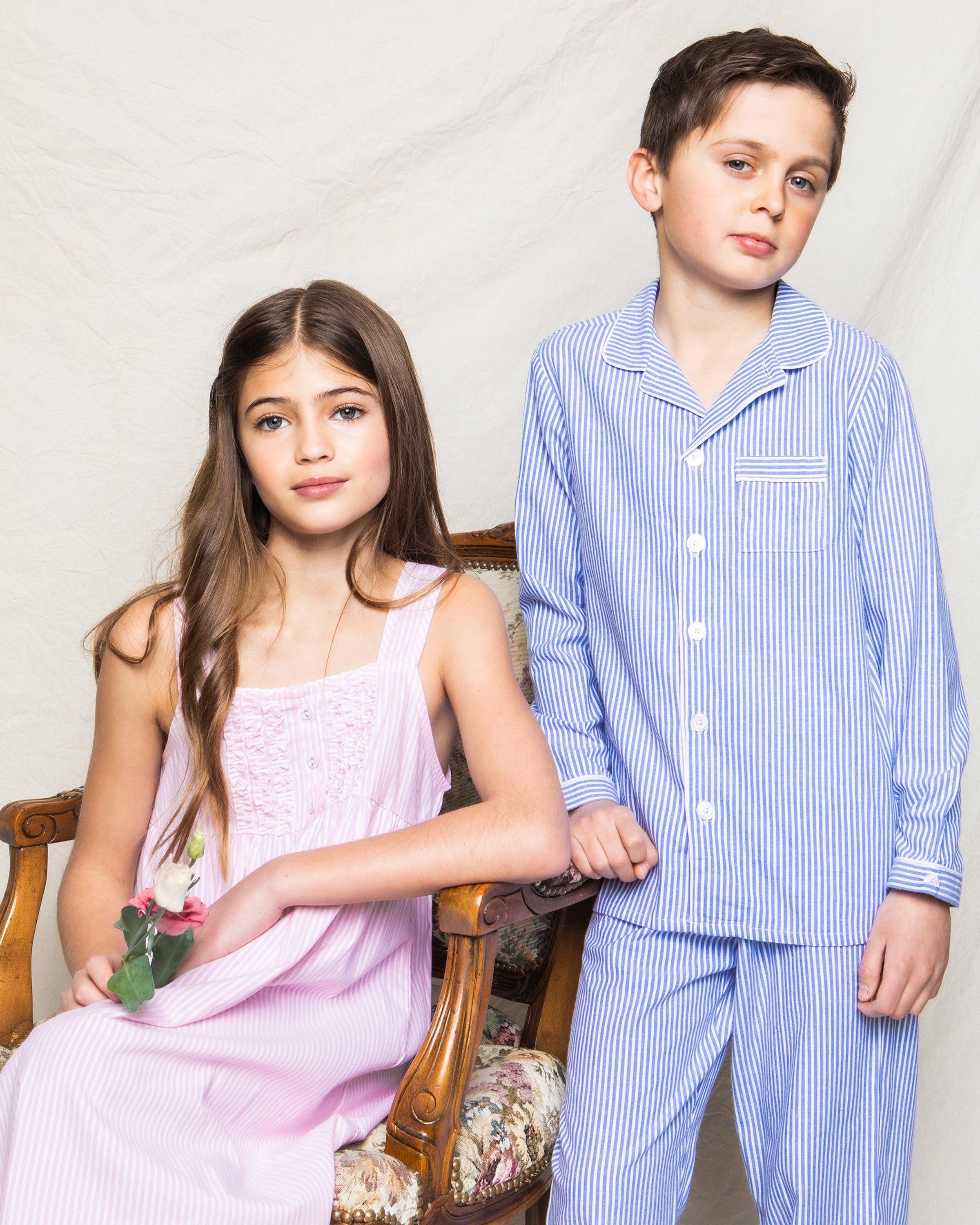 Kid's Twill Pajama Set, French Blue Seersucker