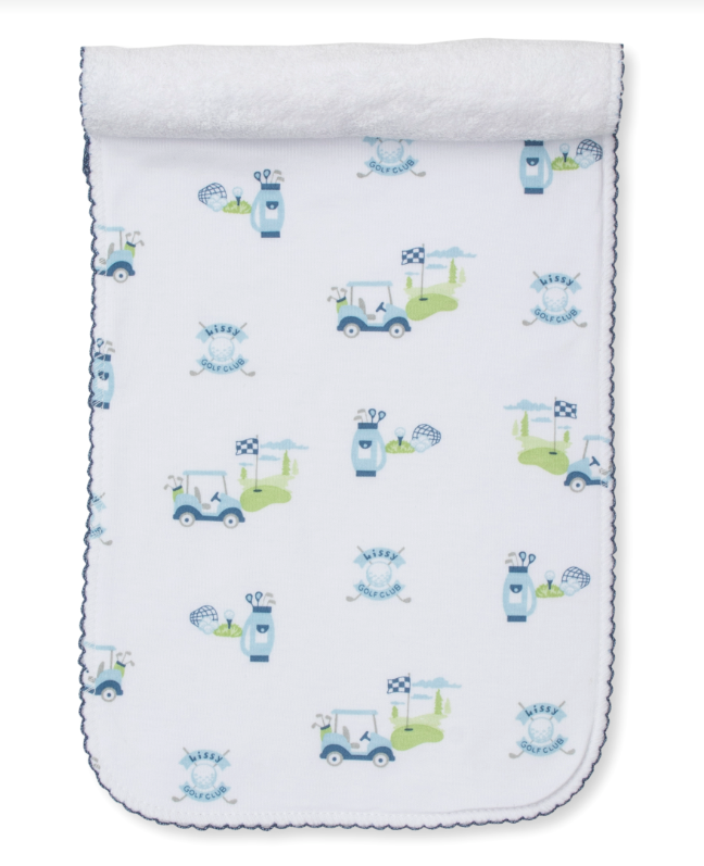 Kissy Golf Club Burp Cloth, Blue