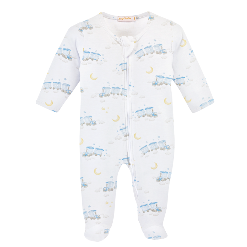 Little Train Printed Zipped Footie