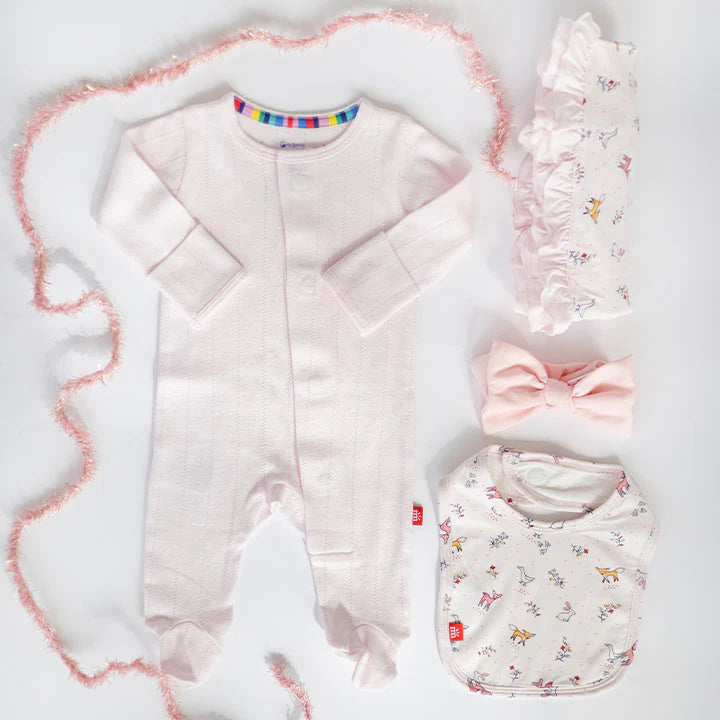 Love Lines Pointelle Footie, Pink