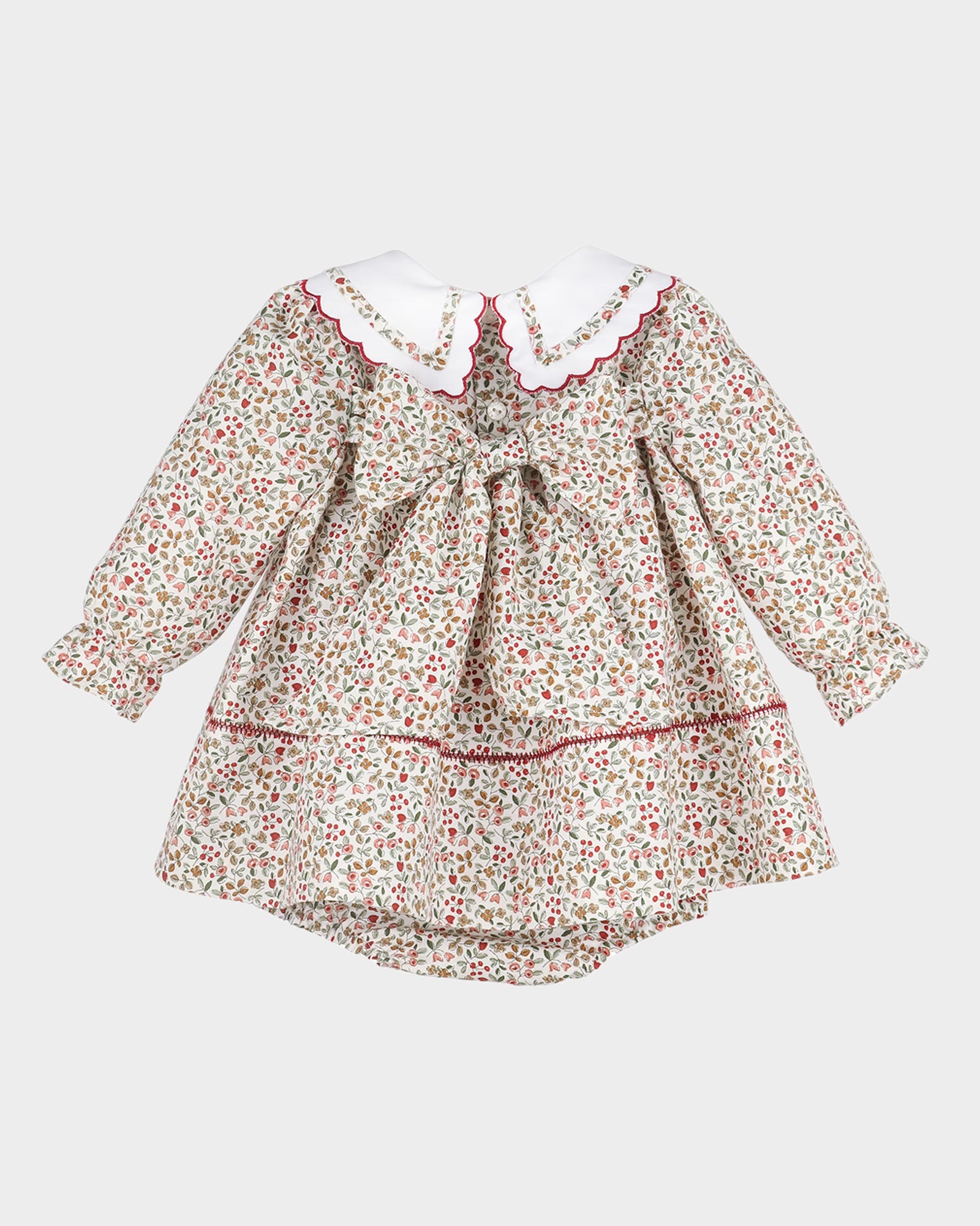 Sophie & Lucas Claret Berries Red Miller Dress & Bloomer Set, Embroidery Handmade