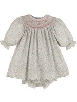 Luli & Me Fall Blossom Set, Pink Dress & Bloomers Set, Embroidery Handmade