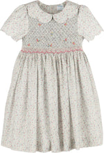 Luli & Me Fall Blossom Smocked, Pink Dress, Embroidery Handmade