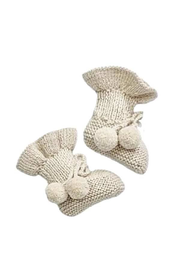 MIMI Frilled Alpaca Booties, Cloud