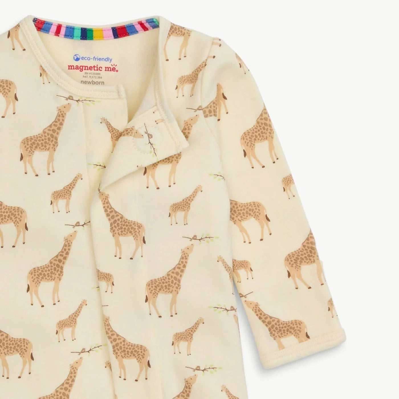 Magnetic Me Jolie Giraffe Organic Cotton Magnetic Footie, Cream