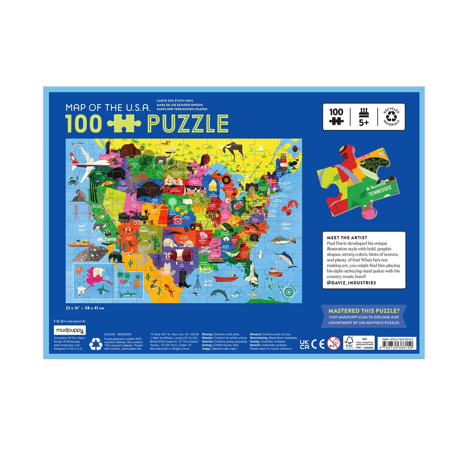 Map of the U.S.A. 100 Piece Puzzle