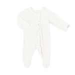 Modal Zipper Ruffle Footie, Cream
