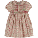 Luli & Me Mulberry Floral Smocked, Red Dress, Embroidery Handmade