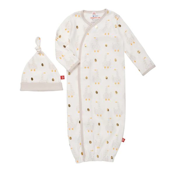 Mummy Goose Organic Cotton Magnetic Gown and Hat Set