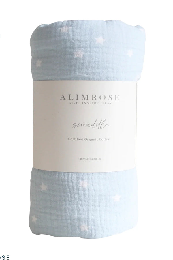 Muslin Swaddle Starry Night Baby Blue