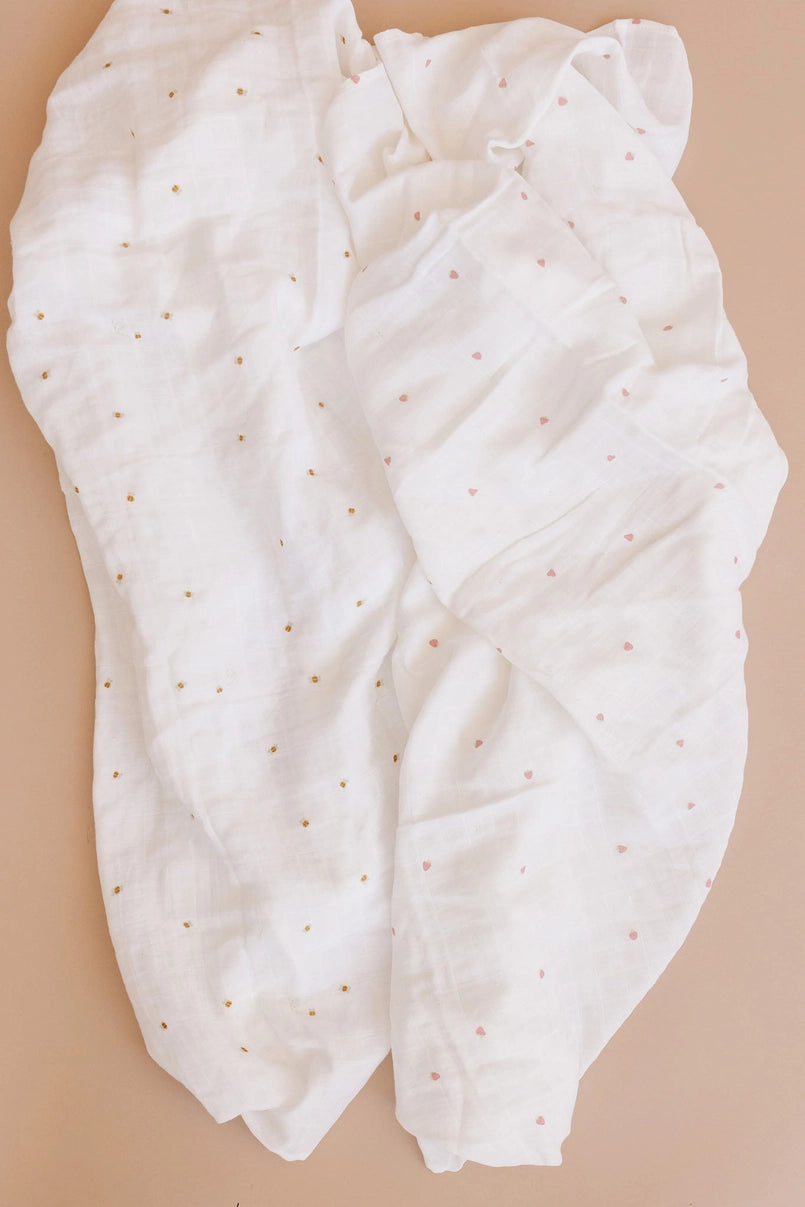 The Blueberry Hill Muslin Swaddle Strawberry Organic Cotton Baby Blanket Gift
