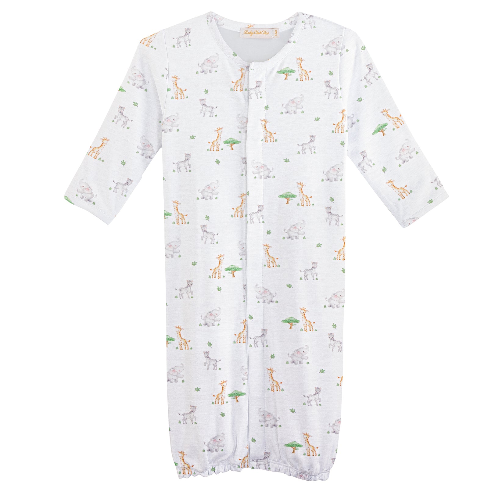 Baby Club Chic Tiny Safari Printed Pima Convertible Gown