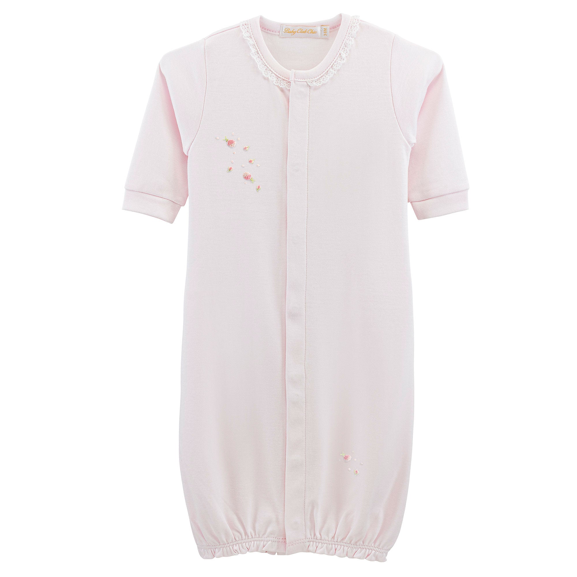 Baby Club Chic Spring Flowers Convertible Gown with Lace Trim