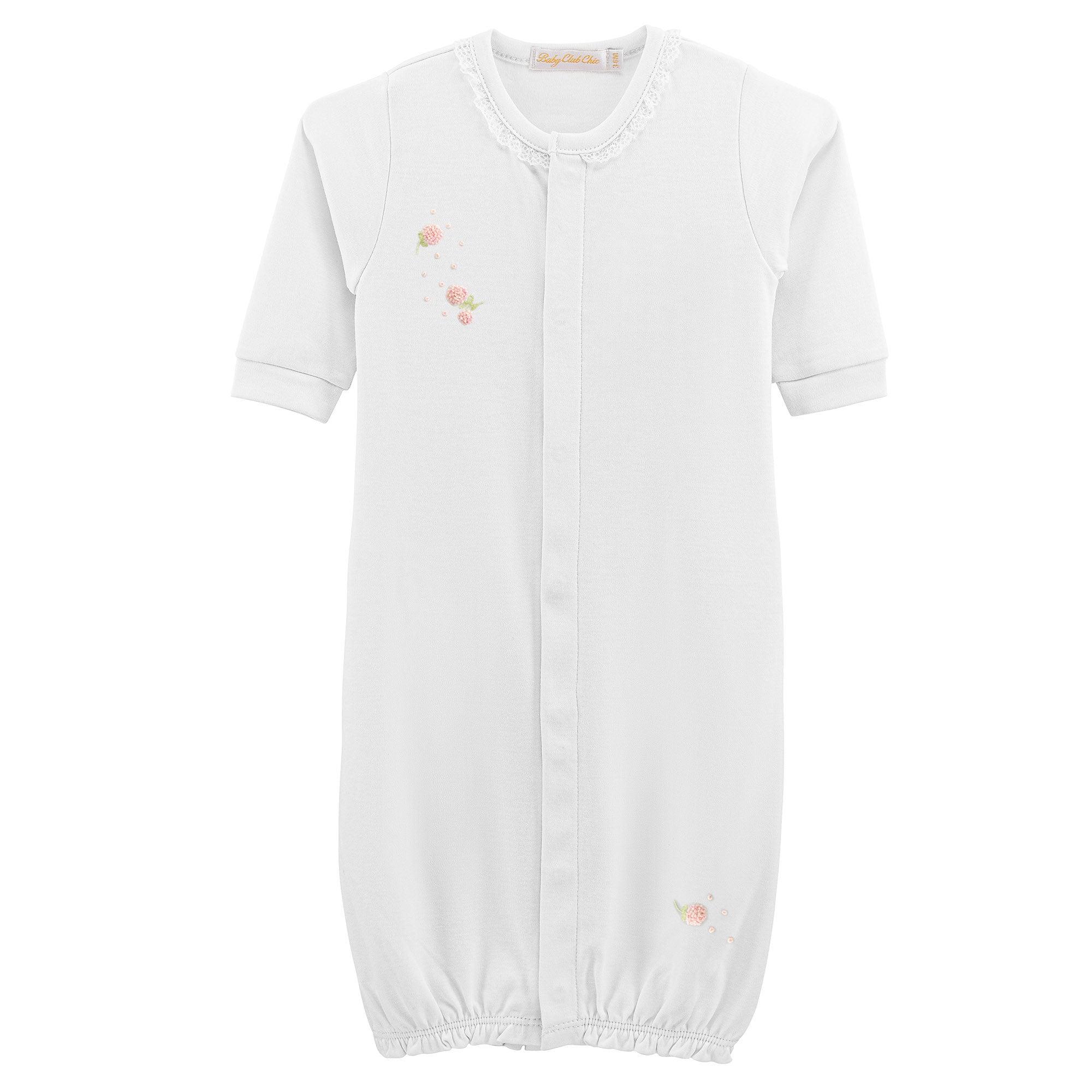 Baby Club Chic Spring Flowers Convertible Gown with Lace Trim