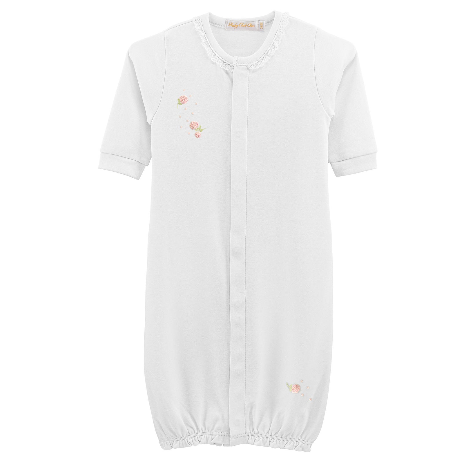 Baby Club Chic Spring Flowers Convertible Gown with Lace Trim
