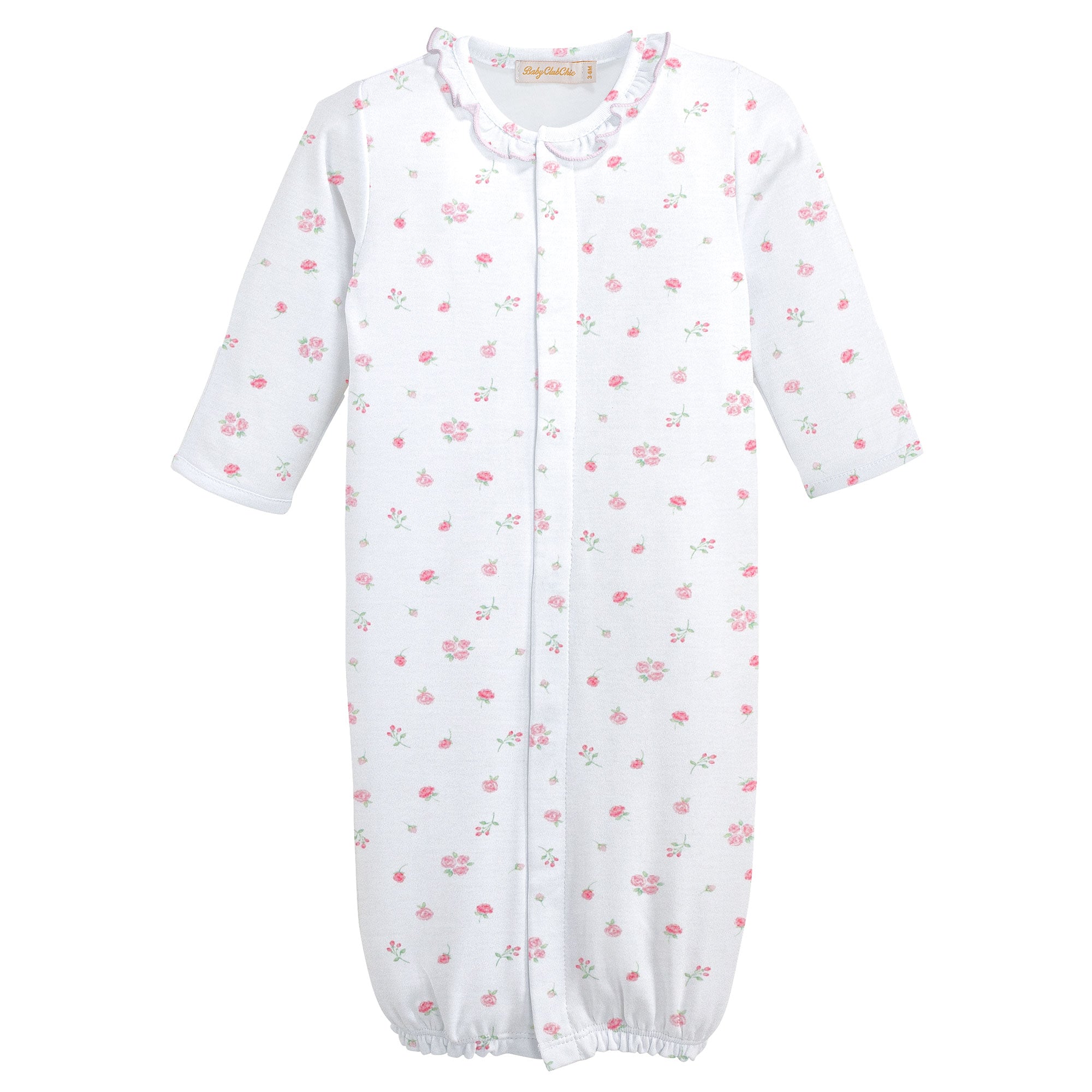 Tiny Rosebud Printed Conv. Gown w/Ruffle