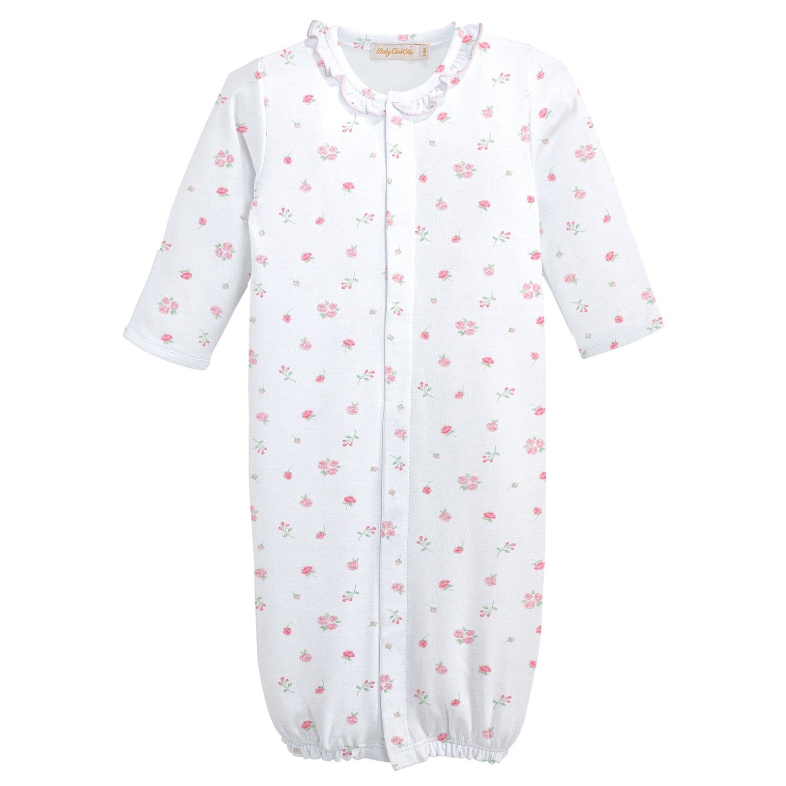 Tiny Rosebud Printed Conv. Gown w/Ruffle