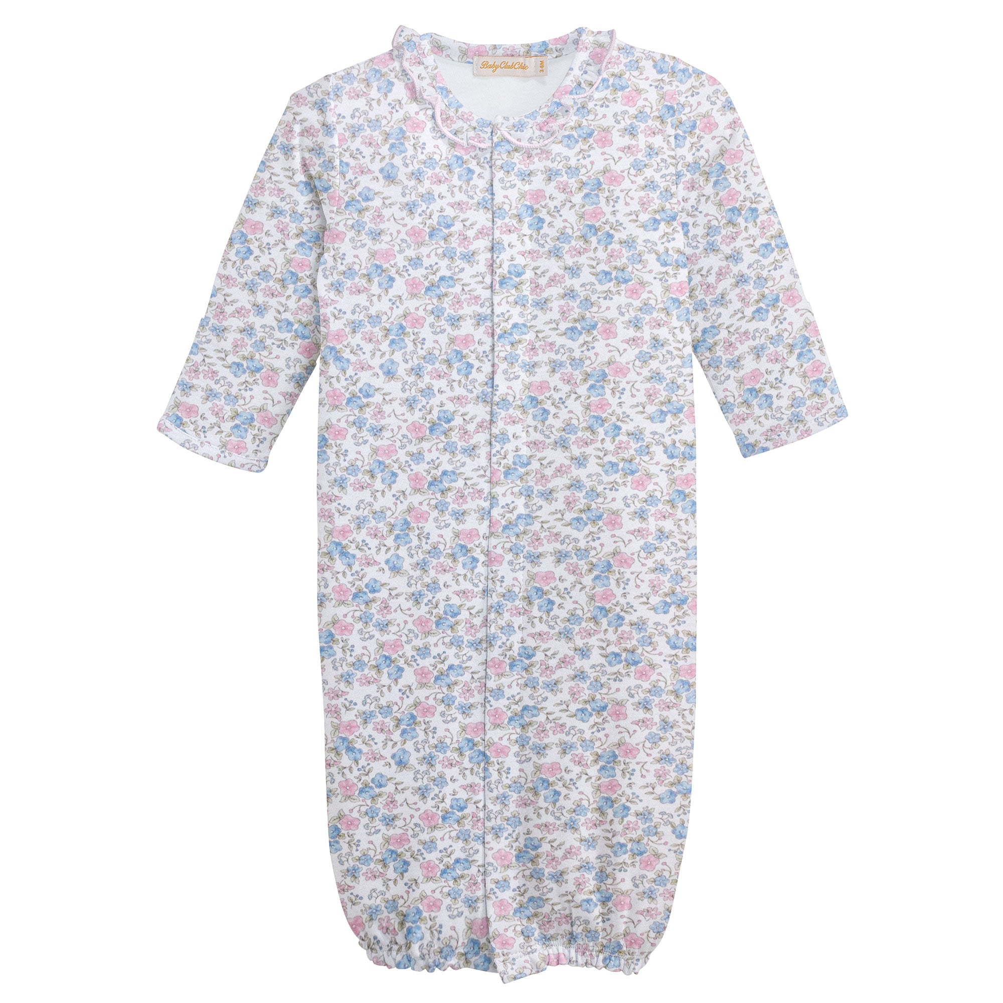 Baby Club Chic Tiny Soft Floral Printed Pima Convertible Gown