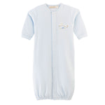 Baby Club Chic Baby Lambs Blue Convertible Gown with Piping Trim