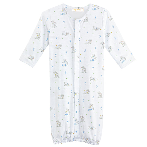 Counting Baby Sheep Blue Printed Conv. Gown