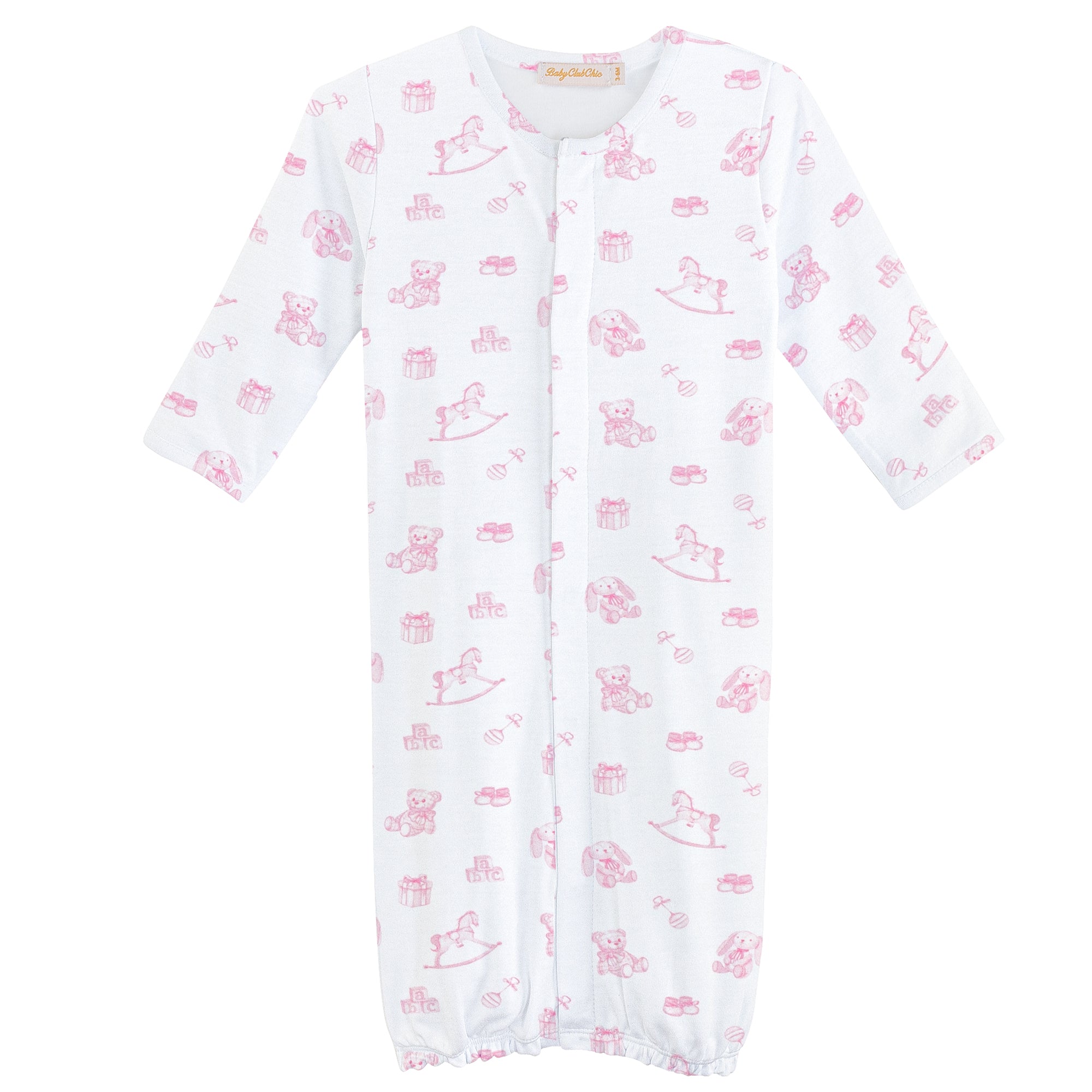 Tiny Baby Toys Printed Convertible Gown, Pink