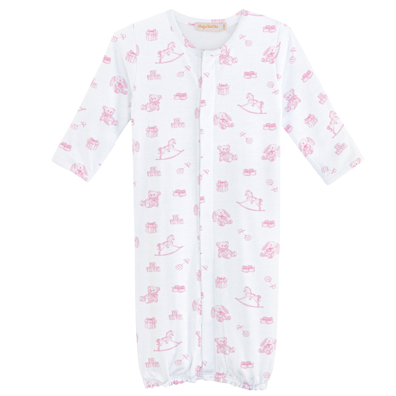 Tiny Baby Toys Printed Convertible Gown, Pink