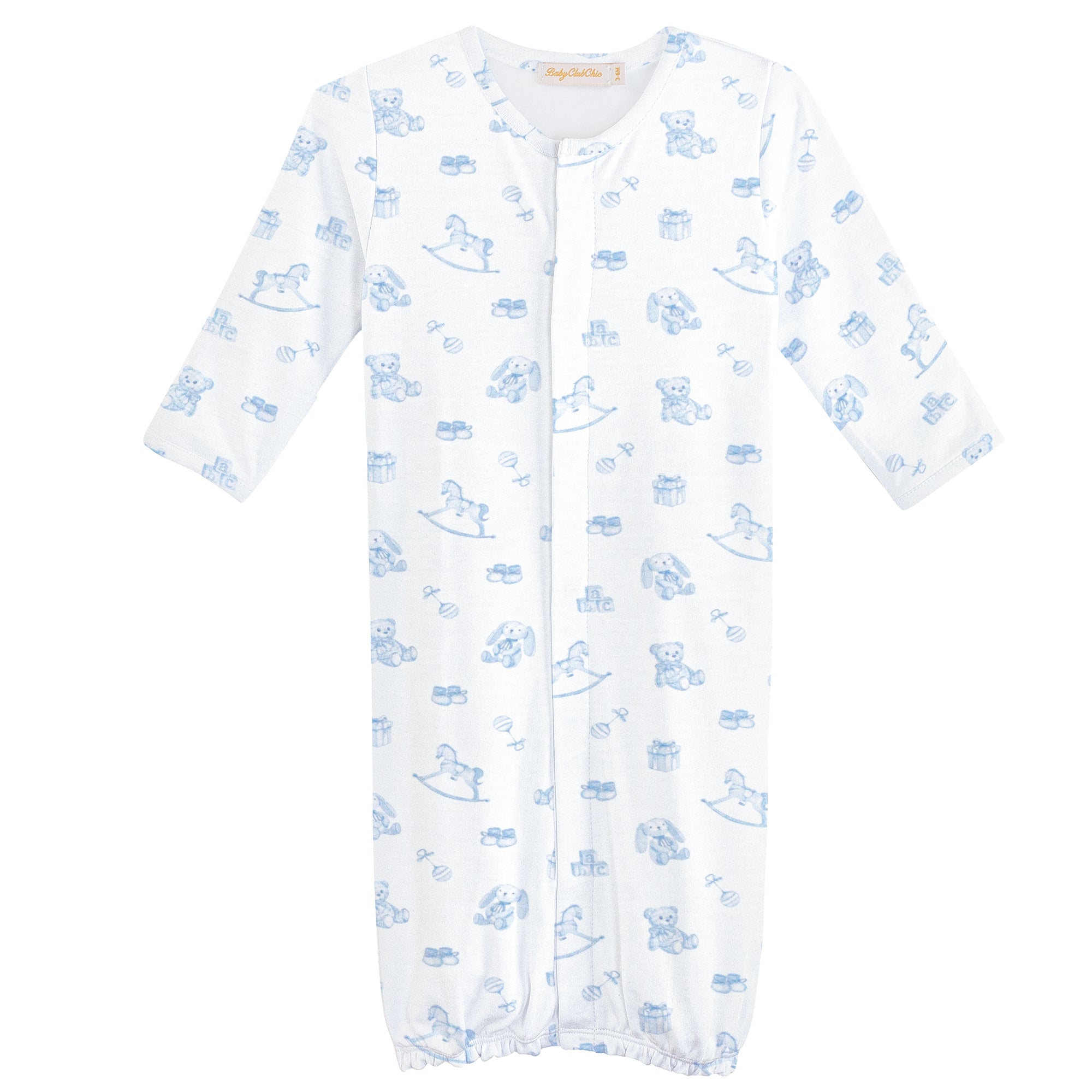 Tiny Baby Toys Printed Convertible Gown, Blue
