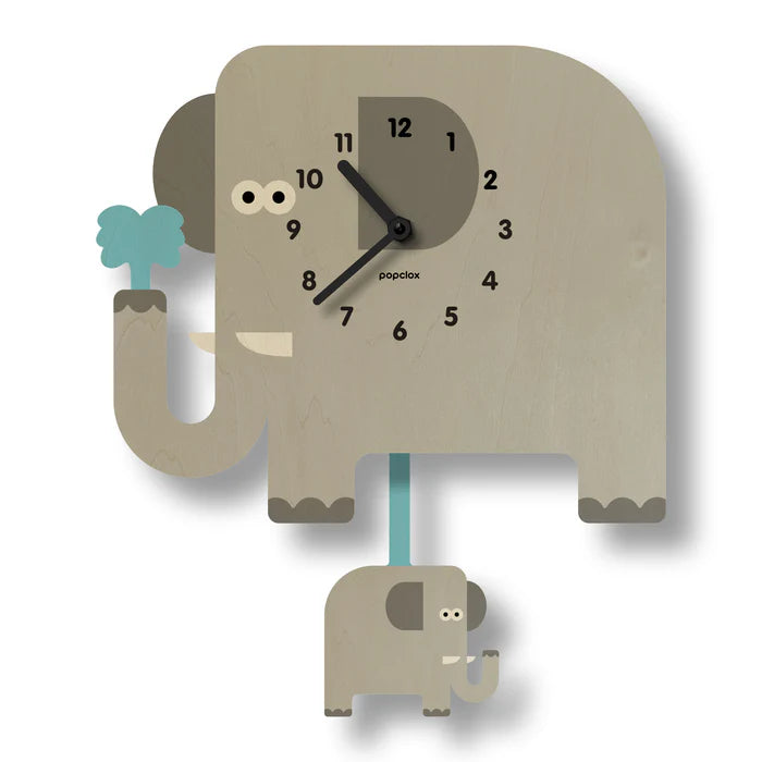 Popclox Pendulum Clock, Squirt Elephant (Wood)