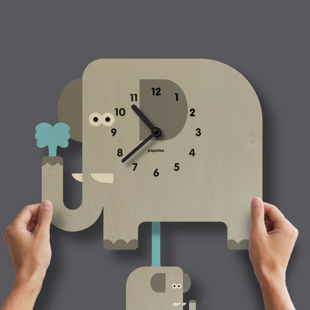 Popclox Pendulum Clock, Squirt Elephant (Wood)