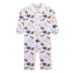 Baby Club Chic Game Day Printed Pima Playsuit with Point Collar