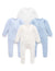 Purebaby Pale Blue Bear 4 Pack Zip Growsuit
